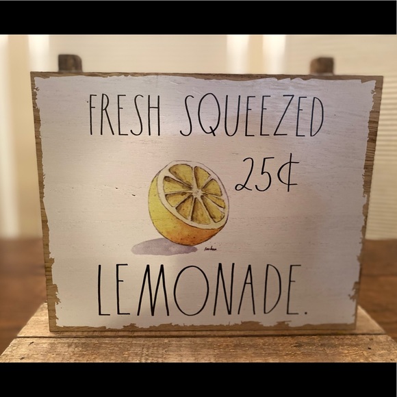 Rae Dunn 25 Cent Lemonade Wood Sign For Tabletops, Shelf or Wall, Lemon Sign - Picture 4 of 16